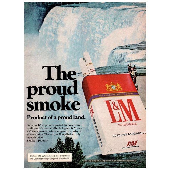 1976 L&M Cigarettes The Proud Smoke Vintage Print Ad Niagara Falls River Decor - Picture 1 of 1